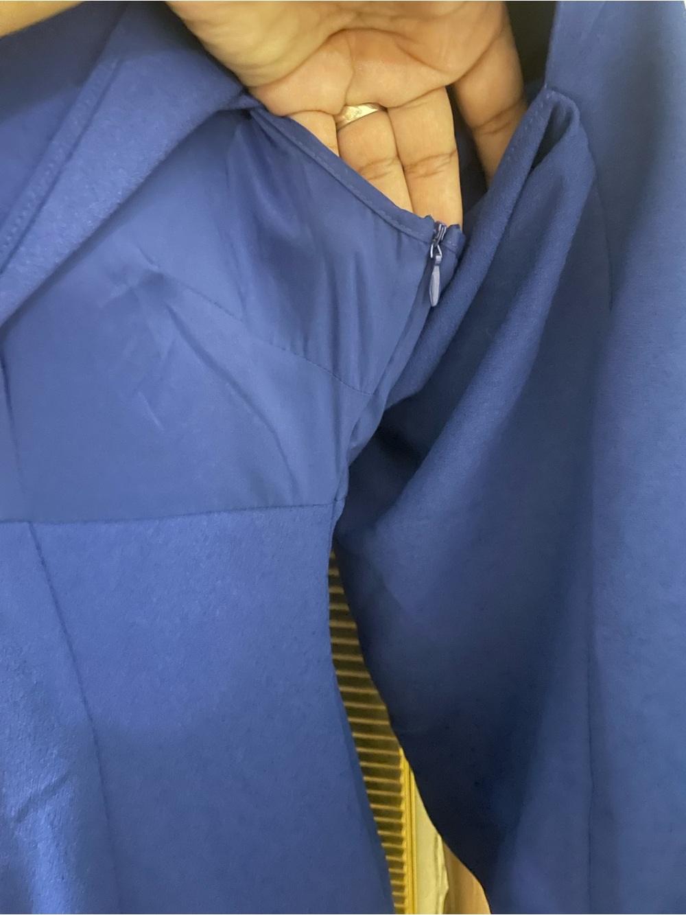 Trina Turk Royal Blue Cape-Sleeve Sheath Dress - Picture 9 of 15